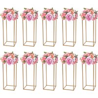 Pack of 10, Flower Stands Gold Metal Wedding Vases, 60cm High Flower Vases Column Stand Wedding Vase Column for Party Decoration