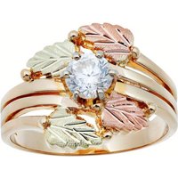 Elegant Exquisite Hand Craved Leaf Pattern Synthetic Zirconia Ring for Women Fashion Sparking Banquet Festival Jewelry Accessory