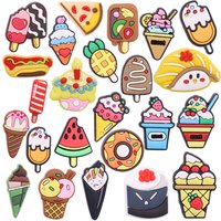 1Pcs Shoe Charms Fruit Cake Dessert Donut Sushi Hamburger Ice Cream PVC Garden Shoes Decorations DIY Wristbands Children Present