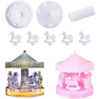 DIY Crystal Epoxy Resin Mold Carousel Swing Table Ornament Jewelry Pendant Mirror Silicone Mould