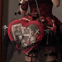 Gothic Punk Y2k Belt Wings Shoulder Handbags Kawaii Heart Bandage Bow Underarm Bag Transparent Fashion Sweet Ita Bags for Women