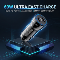 60W USB C Car Charger Dual PD Fast Charging Plug Tablet Shake-Proof Stable For iPhone 17 16 15 Pro Max For iPad For Samsung