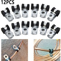 12pcs Metal P Clips Rubber Lined Wiring Hose Pipe Clamp Mikalor Camper Hydraulic 3/16" Brake Gas Line Pipe Fixing Clamp Cramp