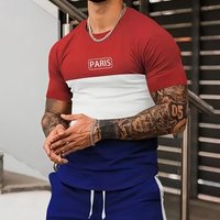 Men's contrasting king pattern printed T-shirt and shorts set fashionable and loose sports outdoor breathable two-piece set