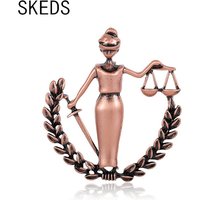SKEDS Vintage Peace Women Brooch Pins For Lady Legal Lawyer Badge Collar Clip HIjab Pins Suit Coat Wheat Ears Figure Brooches