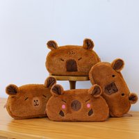 Capybara Pencil Case Cute Plush Zipper Pen Box Stationery Storage Organizer For Kids Students School, College Supplies, Gifts