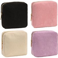 Small Makeup Bag for Purse Mini Cosmetics Bag Corduroy Cute Cosmetic Pouch for Women with Slip-in Pockets Storage Clutch