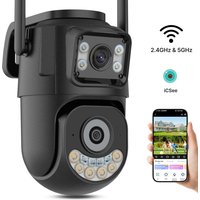 External Wifi PTZ Camera Dual Lens 2.4Ghz&5Ghz WiFi Outdoor IP Camera Auto Tracking Security Protection CCTV Surveillance iCsee