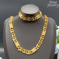 Trendy Jewelry Set for Men Women Hip Hop Necklace Bracelet Dubai Gold Plated Fashion Personalized Jewellery for Party Gifts