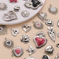 3pcs/Lot Stainless Steel Sacred Enamel Heart Charm Pendant For DIY Jewelry Making Earring Necklace Connectors And Accessories