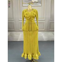 EGRM Women Pleated Long Sleeve Tops and Skirt Two Piece Sets Women Outfit Fashion Evening Party Dress Casual Suit 2025 New 8R093