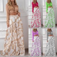 Costume décontracté imprimé transfrontalier pour femmes, chemise sexy à lacets, taille haute, jambes larges, ensemble deux pièces, nouvelle collection