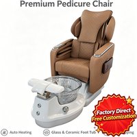 Luxury Electric Pedicure Chair Reclining Foot Spa Massage Brown Leather Professional Nail Salon Beauty Furniture