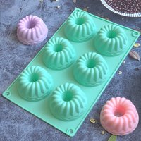 6-Cavity Non-Stick Silicone Baking Mold for Cupcakes, Donuts,Cornbread, Brownies, Jelly - Mini Cake Pan with Grooved Tube Design