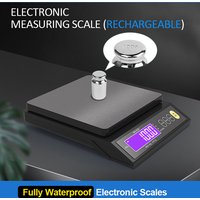 5kg/10kg Rechargeable Kitchen Scale Fully Waterproof LCD Display Stainless Steel Electronic Scale Household Weighing Baking Tool