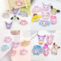 100pcs Kawaii Sanrio Kuromi Melody Glitter Resin Flatback Cabochons Scrapbook DIY Embellishments Hairbow Decor