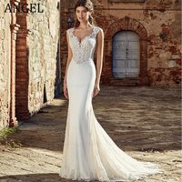 ANGEL Boho V-Neck Wedding Dress Mermaid Women 2025 Customized Sleeveless Bride Gown Lace Appliques Illusion Vestidos De Noiva