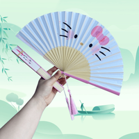 Cartoon Hello Kitty Folding Fan Kawaii Exquisite Appearance Summer Must-Have Foldable and Portable Small Bamboo Fan Holiday Gift