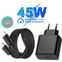 45W USB-C EU Super Fast Charger For Samsung S21 S22 FE S23 S24 Plus S25 S26 Ultra A36 A55 A56 Dual Type C Quick Charging Cable