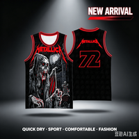 2026 Metallica M72 World Tour Basketball Jersey Men's Women's Summer Sports Vest Breathable Quick Drying Family Kids Clothing