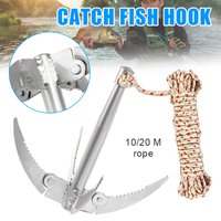 Folding Boats Anchor With Rope Outdoor Grappling Hook Survival Tool Sturdy Durable For Small Boat Canoes Fishing Supplies