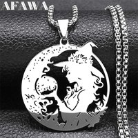 Witch Ball Moon Spell Pendant Necklace for Women/Men Silver Color Stainless Steel Wicca Pagan Chain Jewelry colier NZZZ526S02