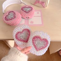 For Airpods Max Earphone Case Love colorful pearls Cute 3D Luxury and Classic Headphone Accessorie back Shiny Cover