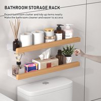 Wooden bathroom storage rack, non drilling wall mounted wooden bathroom rack, shower storage rack, bathroom organizer rack