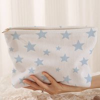 Starfish patterned corduroy makeup bag, lightweight zipper storage box, multifunctional bag with lining, used for storing cosmet