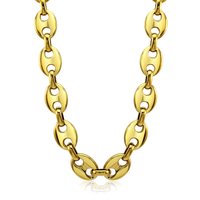 New PVD 18K Gold Plating Coffee Bean Link Chain Necklaces 316L Stainless Steel HipHop Charm High Quality Necklace Jewelry Gifts