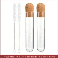 2pcs Glass Tea Infuser Reusable Glass Diffuser with Cork High Borosilicate Tea Strainer with Cleaning Brush for Cup Teapots