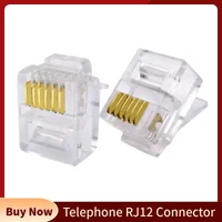 Wholesale RJ12 Connector 6P6C Modular Head Phone Cable Plug Gold Plated Crimp Network RJ 12 Telephone Connectors Crystal Plugs