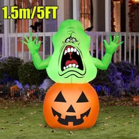 1.5M/5FT Green Ghost Pumpkin Halloween Decoration Party Props Outdoor Indoor Halloween Inflatable Toys Courtyard Prop