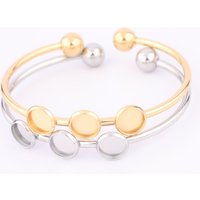 5pcs Stainless Steel 55mm Cuff Bracelet Base Blanks Diy Bendable Gold Plated 8mm Cabochon Bangle Bezel Settings Diy Findings