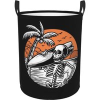 Custom Summer Surf Skeleton Surfing Laundry Basket Collapsible Baby Hamper for Nursery Toys Organizer Storage Bins