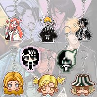 BLEACH Acrylic Keychain Orihime Inoue Anime Cartoon Ichigo Kurosaki Student Decoration Rukia Kuchiki Bag Pendant Keyring Gift