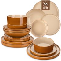 vancasso ONION 12/16 Piece Light Brown Stoneware Set Reactive Glaze Dinnerware Sets for 4/8 pcs Dinner plate/Dessert/Bowl