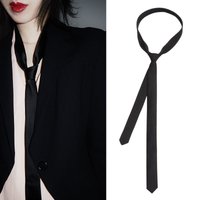 Classic Elegant Black Neck Tie for Women Man Fashion Korean Simple Clip Tie Slim Smooth Clothing Accessories