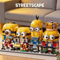 4pcs MINIONS building blocks cute cartoon anime peripheral desktop decoration assembly model interactive educational toy gift