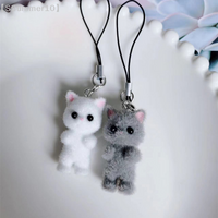 【SSummer10】Cartoon 3D Cute Cat Pendant Phone Lanyard - Cute Cat Doll Mobile Strap Keychain Couple Bag Decoration【SS】