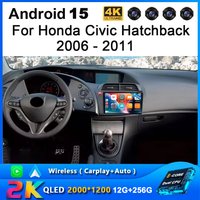 12G+256GB Android 15 Car Radio For Honda Civic Hatchback 2006 - 2011 Multimedia Video Navigation Stereo DVD Head Unit Carplay