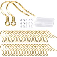 50Pcs/Box 925 Silver-Plated Gold Earring Hooks Kit With Earring Backs For DIY Jewelry Making Accessories