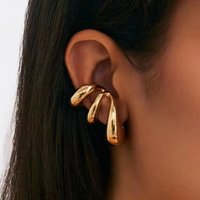 1pc Simple Metal Multilayer Hollow Ear Clips for Women Fake Piercing Water Drop Teardrop Cartilage Clip Earring Ear Cuff Jewelry