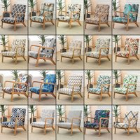 Nordic Style Printed Armchair Cover Stretch Fabric Zipper Wood Chair Covers Slipcover Home Decor Furniture Dust Protective Cover