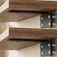 2/1Pcs Shelf Brackets Heavy Duty Carbon Steel Black Metal L Brackets for Shelves Hardware Wooden Board Support Racks Supplies