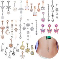 3-6PCS/lot Sexy Belly Button Ring Set Stainless Steel Fake Pearl Wing Heart Hanging Belly Piercings Pack Dangled Navel Rings