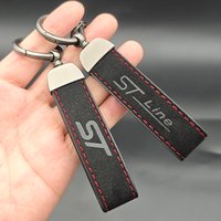 Suede Leather Women Man ST Keyring ST Line Car Keychain for Focus Puma Fiesta Kuga Edge Mondeo Ecosport