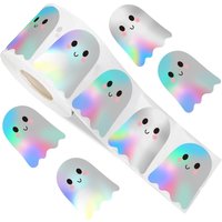 500pcs Halloween Ghost Stickers Roll Ghost Laser Stickers Decorative Self-Adhesive Paper Decals for Halloween Party Favors