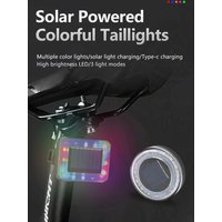 AliExpress cycle zone Bicycle Tail Light Colourful LED Flashing Warning Taillights Solar Type-C Rechargeable Bike Rear Taillight Cycling Accessories