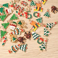 10pcs Mix Enamel Christmas Tree Deer Charms Pendants for Making Drop Earrings Necklaces Bracelets New Year DIY Craft Accessories